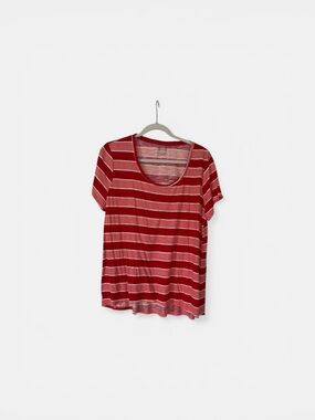 New Directions Red and White Striped Scoop Neck Tee